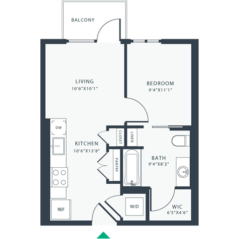 a floor plan of a unit with a bedroom and a bathroom